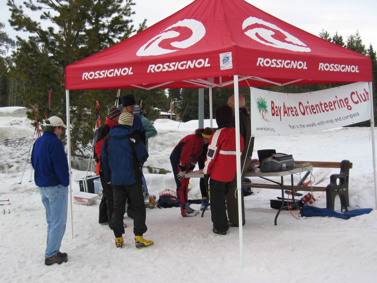 Registration and E-punch tent at Bear Valley, 2005