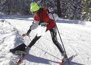 Action shot of Yelena Krasnov finishing (2004 Burton Creek Ski-O, Photo: Thorsten Graeve)