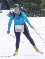 Brenda Giese, repeat California Ski-O Champion, finishing at Bear Valley in 2002