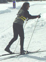 Patty Clemo loops past the start on the green course at the 2004 Bear Valley Ski-O (Photo: Tony Pinkham)