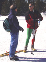 Chuck Lyda discusses the blue course with Dwight Freund (2004 Royal Gorge Ski-O, Photo: Tony Pinkham)