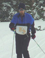 Bjorn Widerstrom finishing the green course at the 2004 Bear Valley Ski-O (Photo: Tony Pinkham)