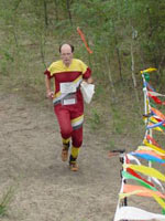 Dan Green finishing at Dalmur on Day 2 of the 2002 APOC event in Alberta, Canada (Photo: Tony Pinkham)