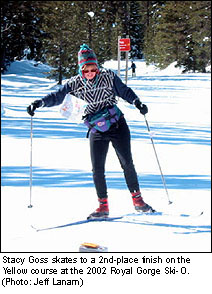 Stacy Goss skates to the finish at the Royal Gorge Ski-O.